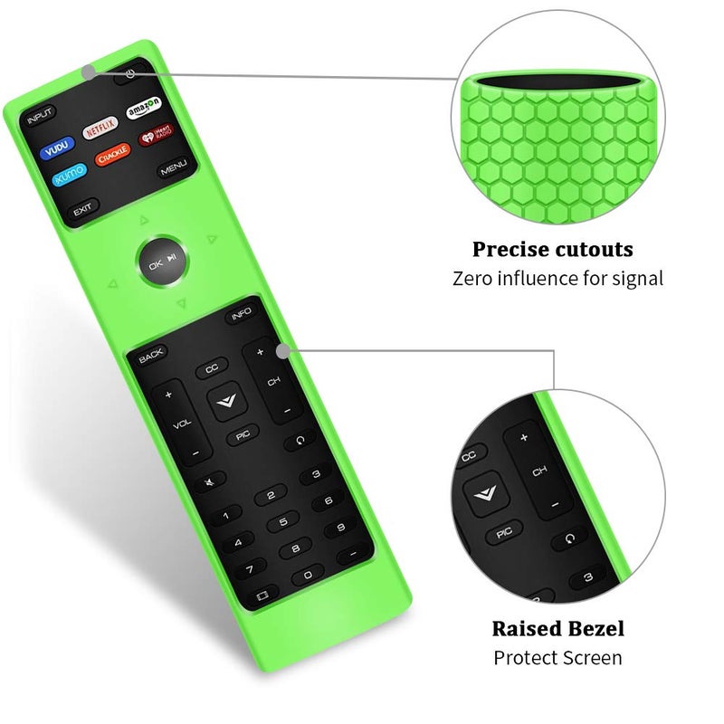 Oyrlize 2 Pack Silicone Protective Case Cover for New XRT136 Vizio Smart LCD LED TV, Shockproof Vizio Remote Replacement Case, Soft Durable Remote Bumper Back Covers - Glowblue+Glowgreen - Image 5
